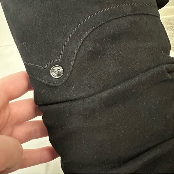 Blondo Black Valeska Slouchy Mid Calf Heeled Leather Boots Size 7.5 Classy - Picture 15 of 16